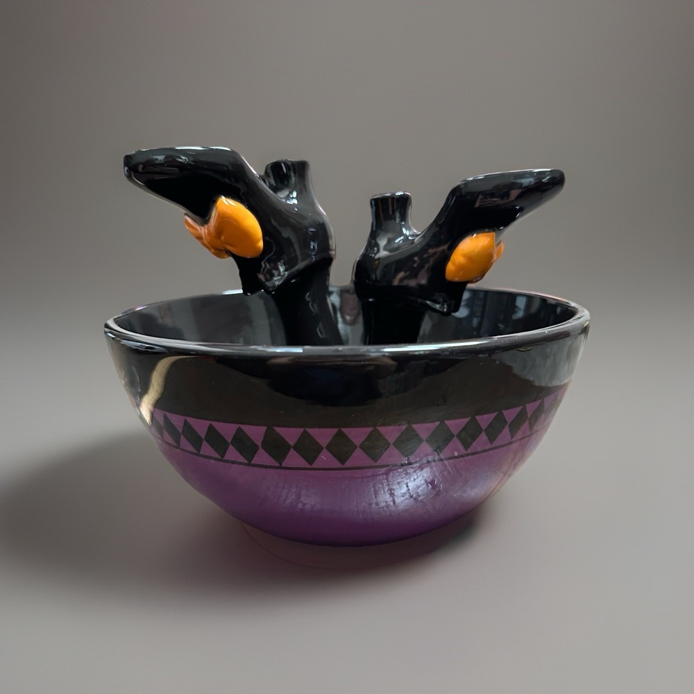 Totally Ghoul Witch Candy Bowl |‎ Halloween Ceramic Purple & Black | Kmart Decor